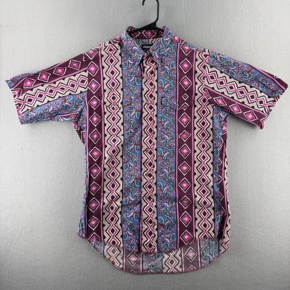 Wrangler Other - Vintage Wrangler Shirt Mens 16.5 AZTEC PAISLEY Wester Button Rodeo Made in USA